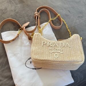 Straw Beige Woven crossbody shoulder Bag
